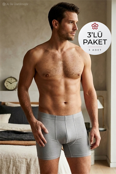 Bambu Erkek Boxer Gri 3lü Paket