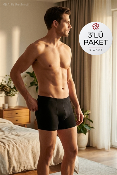 Bambu Erkek Boxer Siyah 3lü Paket