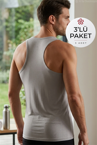 Bambu Erkek Sporcu Atlet Gri 3lü Paket