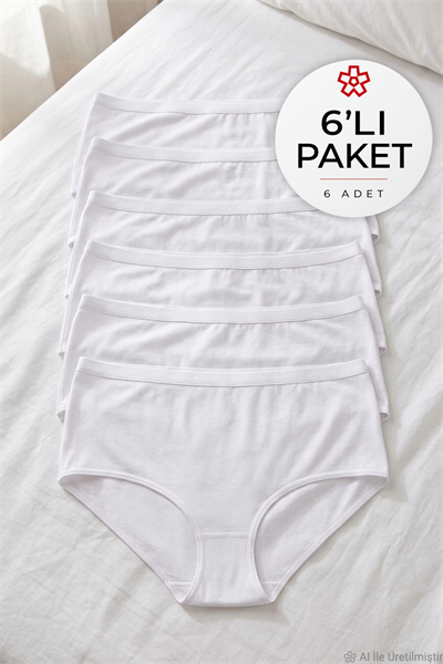 Bambu Kemerli Bato Kadın Yüksek Bel Külot Beyaz 6lı Paket