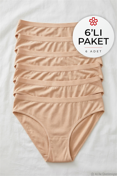 Bambu Kemerli Bikini Kadın Külot Ten 6lı Paket