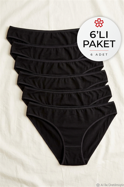Bambu Süper İz Yapmaz Bikini Kadın Külot Siyah 6lı Paket
