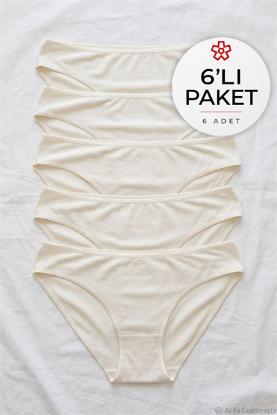 Bambu Süper İz Yapmaz Bikini Kadın Külot Ekru 6lı Paket