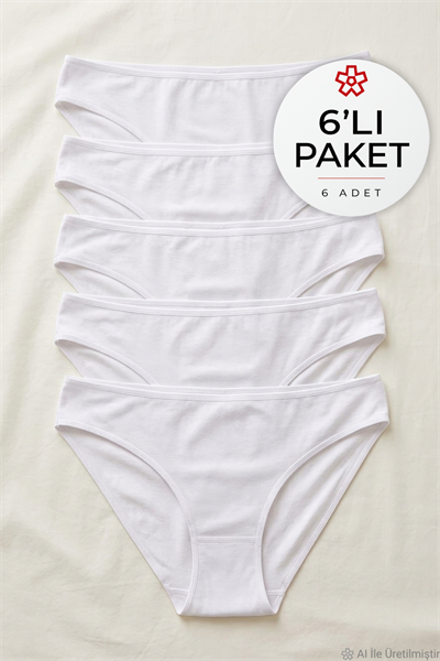 Bambu Süper İz Yapmaz Bikini Kadın Külot Beyaz 6lı Paket