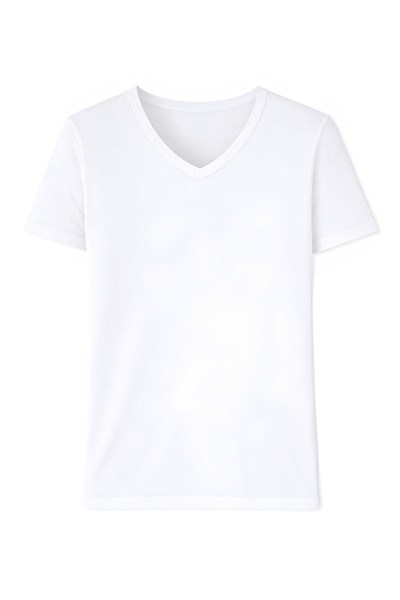 Bambu V Yaka Erkek T-Shirt Beyaz
