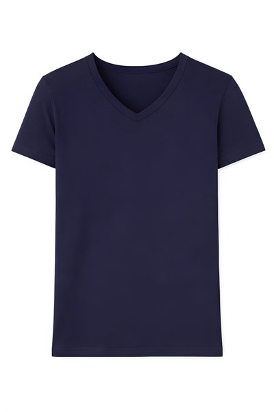 Bambu V Yaka Erkek T-Shirt Lacivert