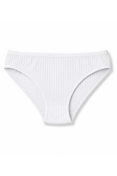 Çizgili Bambu Bikini Kadın Külot Beyaz 6lı Paket