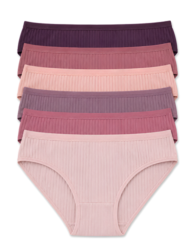 Çizgili Bambu Bikini Kadın Külot Renkli 6lı Paket