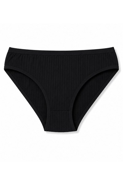 Çizgili Bambu Bikini Kadın Külot Siyah 6lı Paket