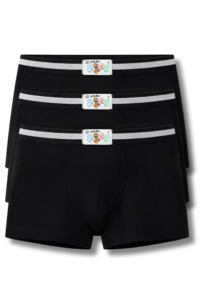 Erkek Çocuk Likralı Boxer Siyah 3lü Paket