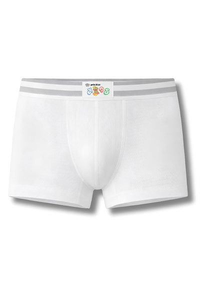 Erkek Çocuk Ribana Boxer Beyaz %100 Pamuk 3lü Paket