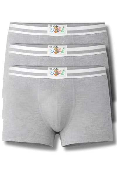 Erkek Çocuk Ribana Boxer Gri %100 Pamuk 3lü Paket