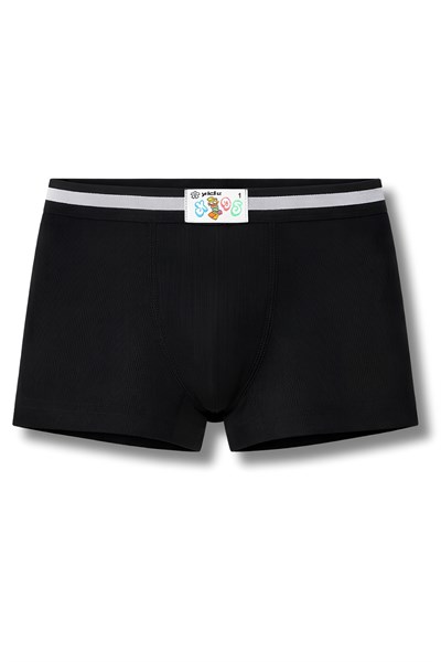 Erkek Çocuk Ribana Boxer Siyah %100 Pamuk 3lü Paket