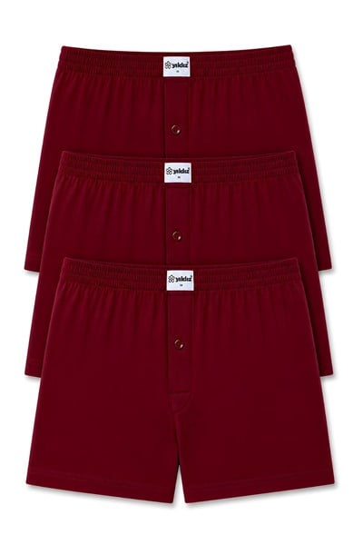 Havlu Bel Erkek Boxer Bordo %100 Pamuk 3lü Paket