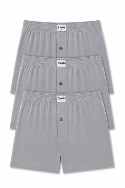 Havlu Bel Erkek Boxer Gri %100 Pamuk 3lü Paket