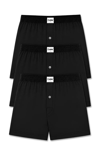 Havlu Bel Erkek Boxer Siyah Melanj %100 Pamuk 3lü Paket