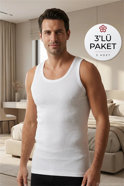 Kaşkorse Erkek Atlet Beyaz %100 Pamuk