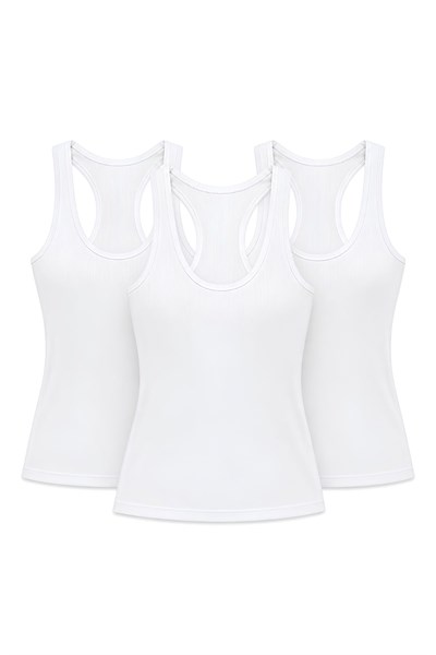 Likralı Çapraz Kadın Spor Atlet Beyaz 3lü Paket