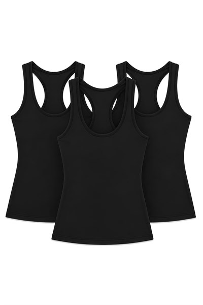Likralı Çapraz Kadın Spor Atlet Siyah 3lü Paket