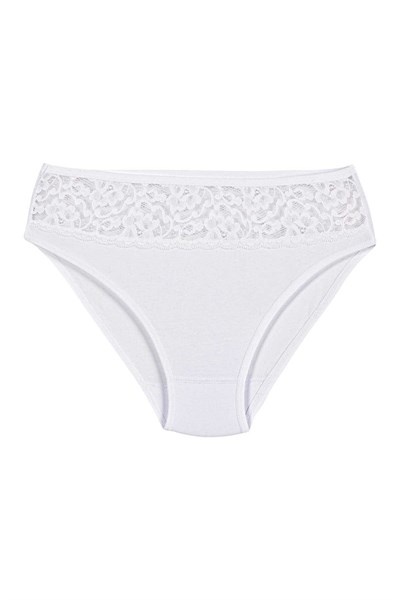 Likralı Dantelli Bikini Kadın Külot Beyaz 6lı Paket