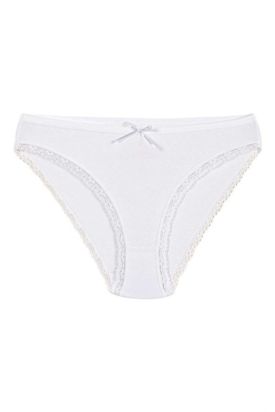 Likralı Dantelli Bikini Kadın Külot Beyaz 6lı Paket