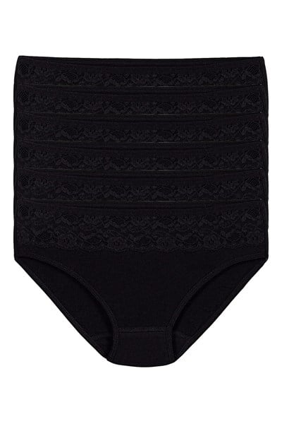 Likralı Dantelli Bikini Kadın Külot Siyah 6lı Paket