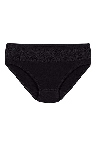 Likralı Dantelli Bikini Kadın Külot Siyah 6lı Paket