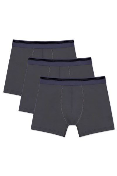Likralı Erkek Boxer Füme 3lü Paket