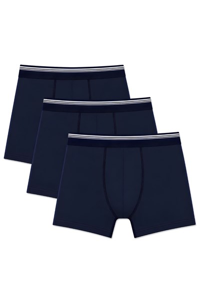 Likralı Erkek Boxer Lacivert 3lü Paket