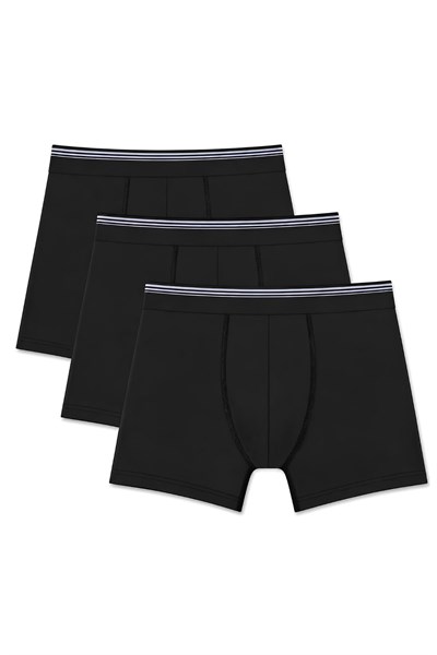 Likralı Erkek Boxer Siyah 3lü Paket