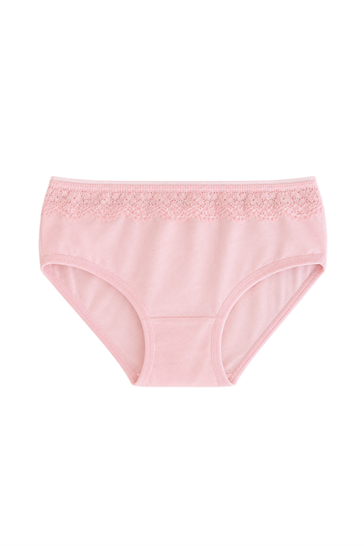 Likralı İnce Dantelli Kız Çocuk Külot Pembe 3lü Paket