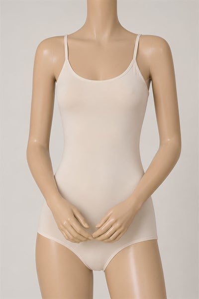 Likralı İp Askılı Kadın Çıtçıtlı Body Ekru 3lü Paket