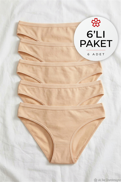 Likralı İz Yapmaz Bikini Kadın Külot Ten 6lı Paket