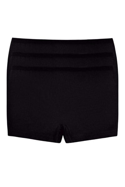 Likralı Kadın Boxer Siyah 3lü Paket