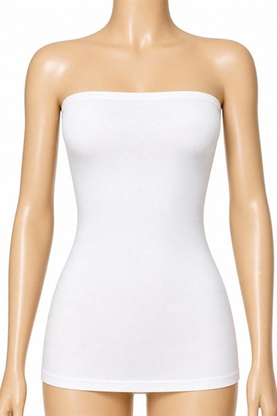 Likralı Kadın Straplez Atlet Beyaz 3lü Paket