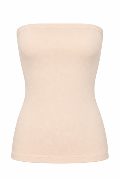 Likralı Kadın Straplez Atlet Ekru 3lü Paket