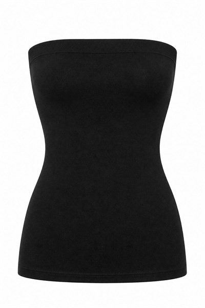 Likralı Kadın Straplez Atlet Siyah 3lü Paket