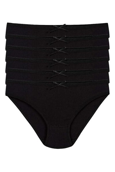 Likralı Kaşkorse Kadın Bikini Külot Siyah 6lı Paket