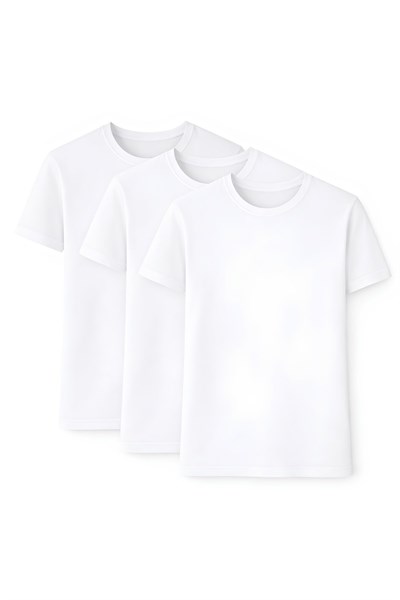 Likralı Kısa Kol Erkek T-Shirt Beyaz