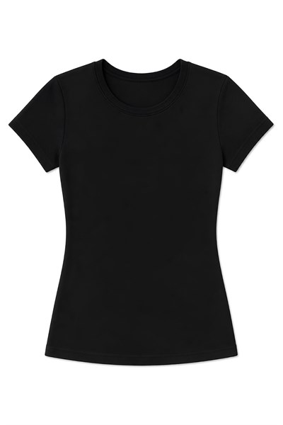Likralı Kısa Kol Kadın T-Shirt Siyah
