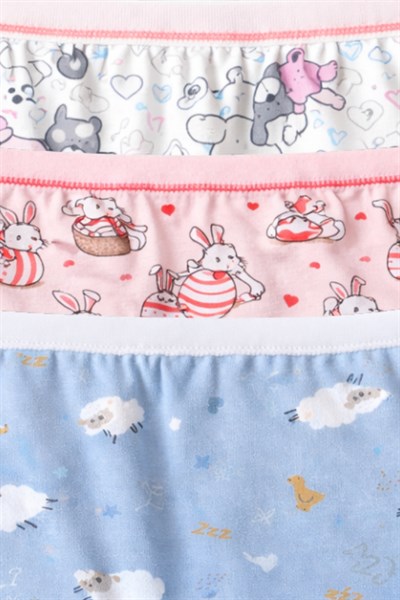 Likralı Kız Çocuk Desenli Boxer 3lü Paket