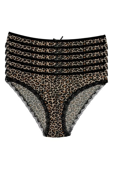 Likralı Leopar Desen Bikini Kadın Külot 6lı Paket