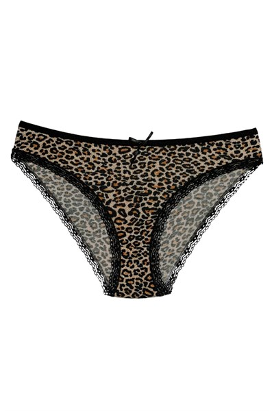 Likralı Leopar Desen Bikini Kadın Külot 6lı Paket