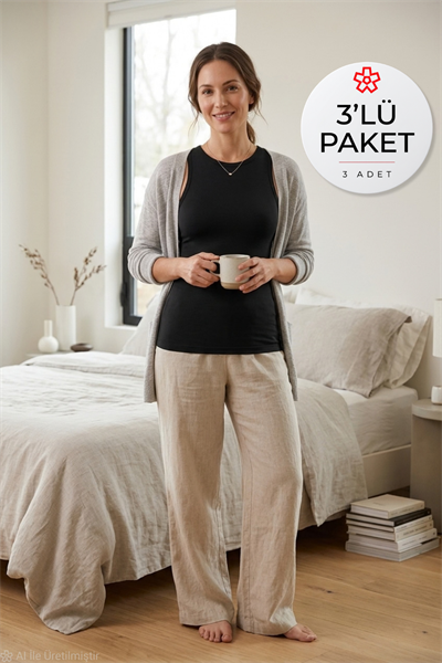 Likralı Sıfır Kol Kadın Atlet Siyah 3lü Paket