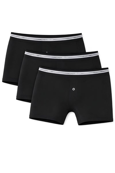 Likralı Uzun Erkek Boxer Siyah 3lü Paket