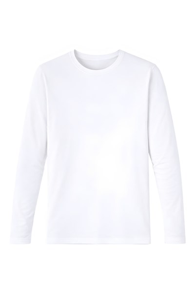 Likralı Uzun Kol Erkek T-Shirt Beyaz