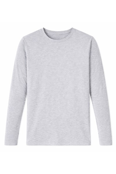 Likralı Uzun Kol Erkek T-Shirt Gri
