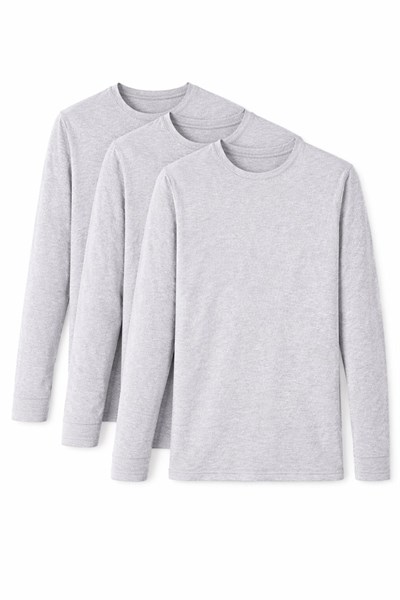 Likralı Uzun Kol Erkek T-Shirt Gri