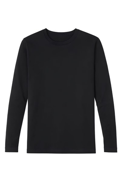 Likralı Uzun Kol Erkek T-Shirt Siyah