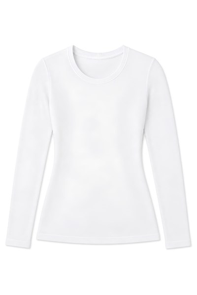 Likralı Uzun Kol Kadın T-Shirt Beyaz